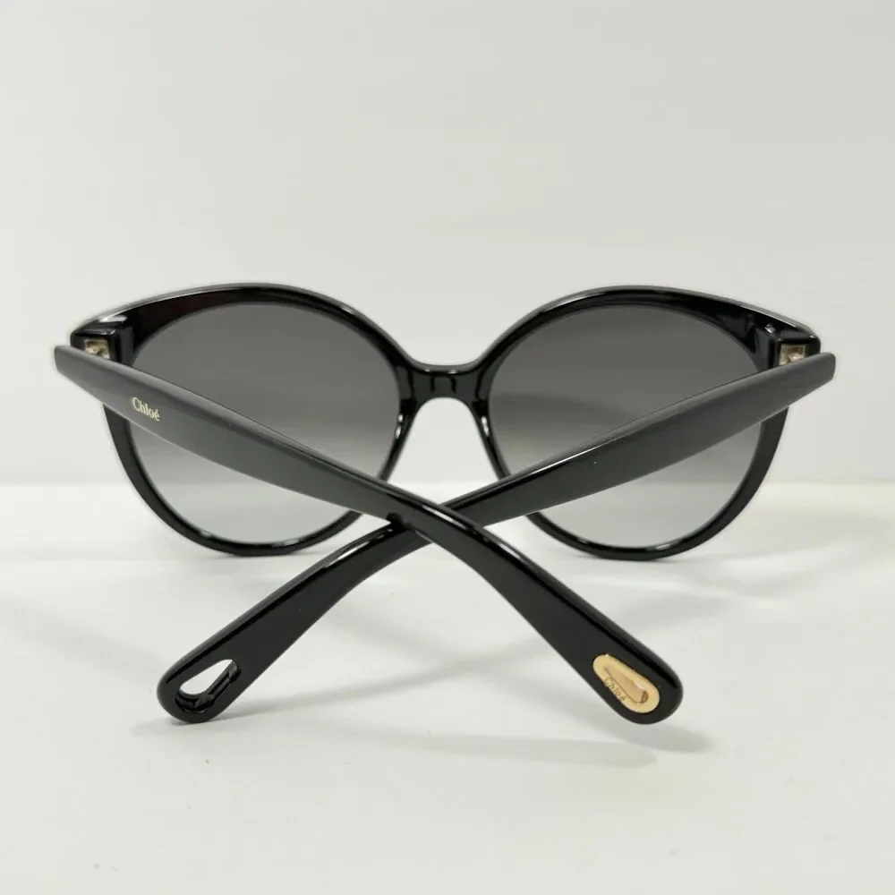 Chloé CE765S Sunglasses Women's Shiney Black Grey Gradient Oversized Round